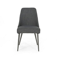 Dining Side Chair Set of 2, Smooth Textured Gray Fabric Armless Design -BM326467