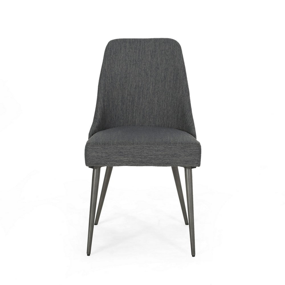 Dining Side Chair Set of 2, Smooth Textured Gray Fabric Armless Design -BM326467