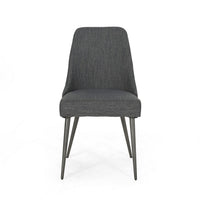 Dining Side Chair Set of 2, Smooth Textured Gray Fabric Armless Design -BM326467