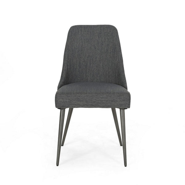 Dining Side Chair Set of 2, Smooth Textured Gray Fabric Armless Design -BM326467