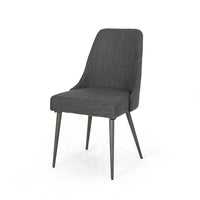 Dining Side Chair Set of 2, Smooth Textured Gray Fabric Armless Design -BM326467