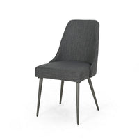 Dining Side Chair Set of 2, Smooth Textured Gray Fabric Armless Design -BM326467
