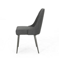 Dining Side Chair Set of 2, Smooth Textured Gray Fabric Armless Design -BM326467