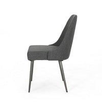 Dining Side Chair Set of 2, Smooth Textured Gray Fabric Armless Design -BM326467