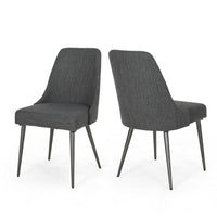 Dining Side Chair Set of 2, Smooth Textured Gray Fabric Armless Design -BM326467