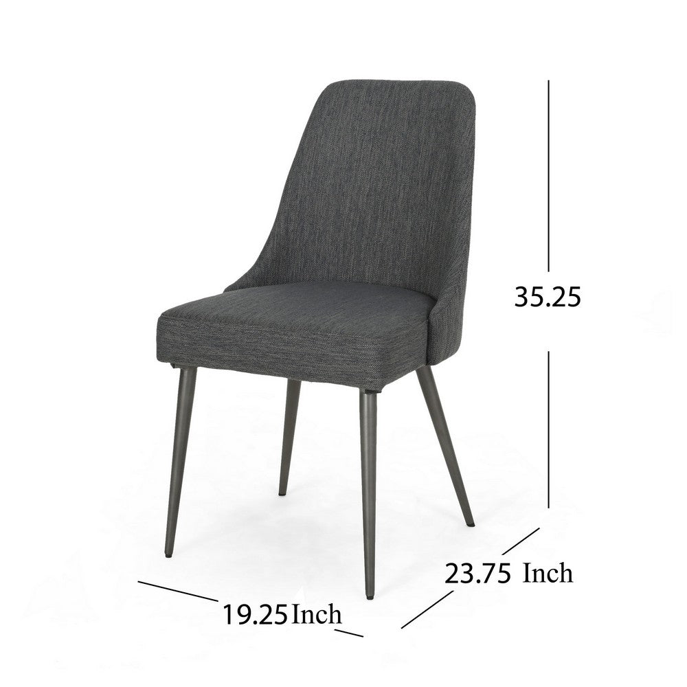 Dining Side Chair Set of 2, Smooth Textured Gray Fabric Armless Design -BM326467
