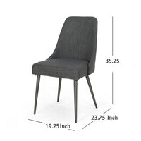 Dining Side Chair Set of 2, Smooth Textured Gray Fabric Armless Design -BM326467