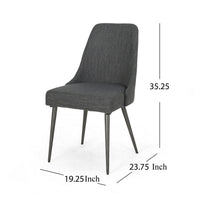 Dining Side Chair Set of 2, Smooth Textured Gray Fabric Armless Design -BM326467