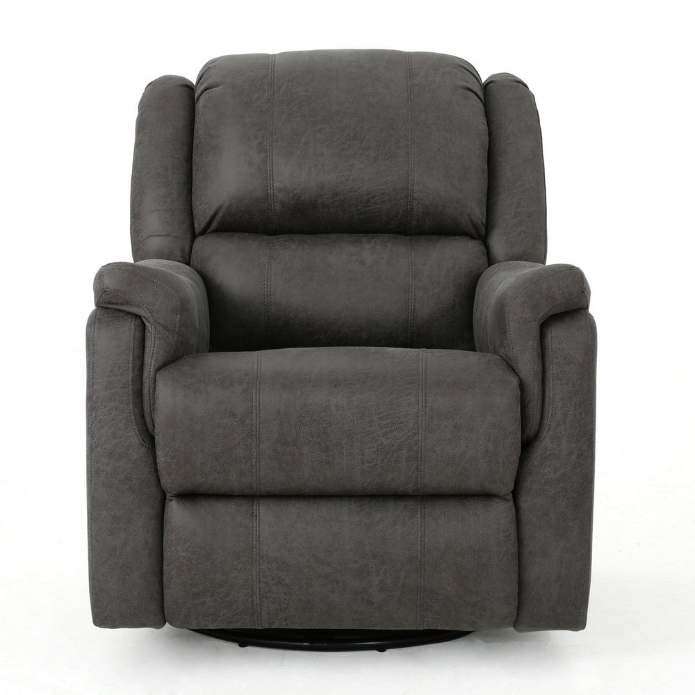 Swivel Manual Reclining Chair, Pillow Cushions, Smooth Gray Fabric -BM326471