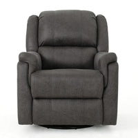 Swivel Manual Reclining Chair, Pillow Cushions, Smooth Gray Fabric -BM326471