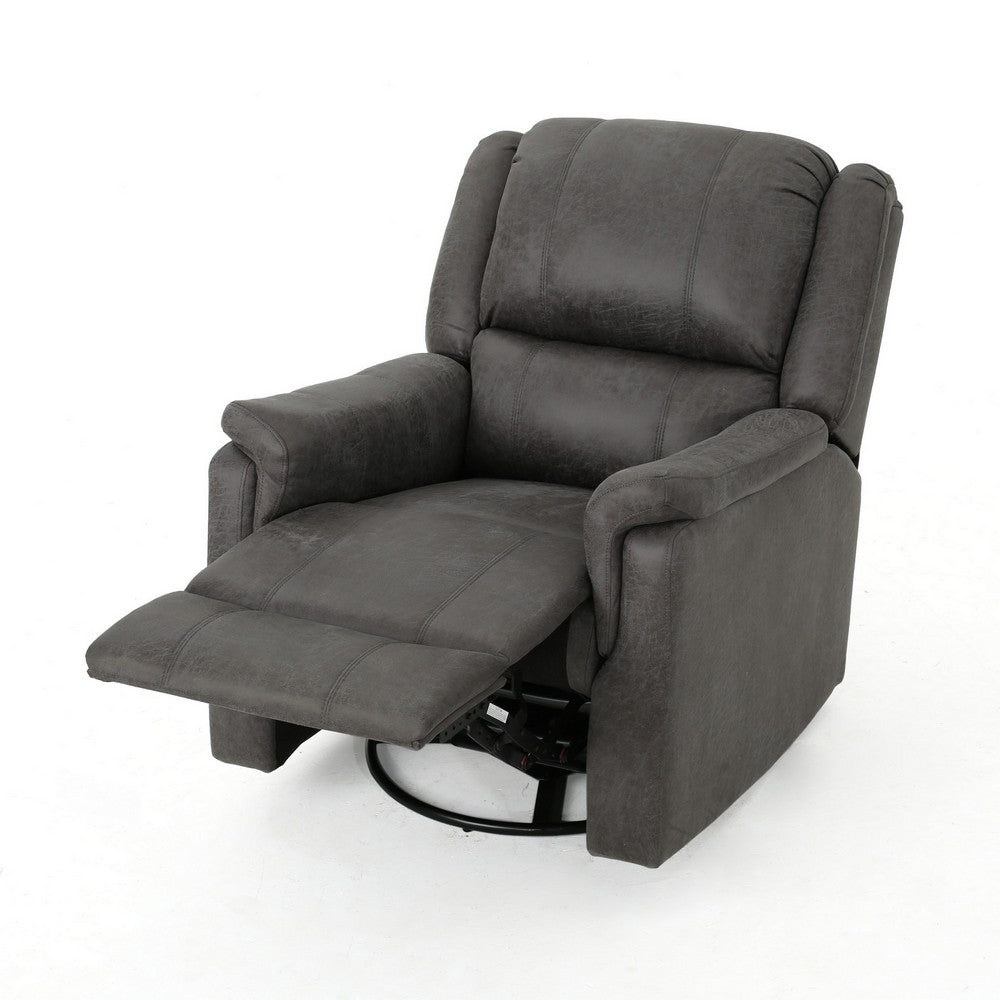 Swivel Manual Reclining Chair, Pillow Cushions, Smooth Gray Fabric -BM326471