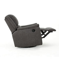 Swivel Manual Reclining Chair, Pillow Cushions, Smooth Gray Fabric -BM326471