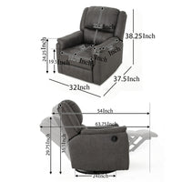 Swivel Manual Reclining Chair, Pillow Cushions, Smooth Gray Fabric -BM326471