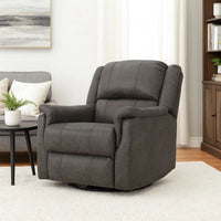 Swivel Manual Reclining Chair, Pillow Cushions, Smooth Gray Fabric -BM326471