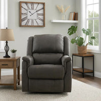 Swivel Manual Reclining Chair, Pillow Cushions, Smooth Gray Fabric -BM326471