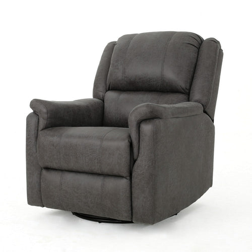 Swivel Manual Reclining Chair, Pillow Cushions, Smooth Gray Fabric