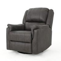 Swivel Manual Reclining Chair, Pillow Cushions, Smooth Gray Fabric -BM326471