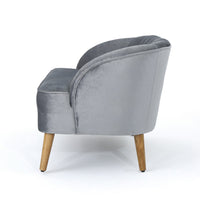 Snap Loveseat, 50 Inch, Retro Channel Stitched Gray Polyester Velvet -BM326475