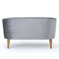 Snap Loveseat, 50 Inch, Retro Channel Stitched Gray Polyester Velvet -BM326475