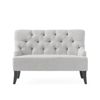Ohio Loveseat Settee, 44 Inch Button Tufted Gray, Solid Birch Wood -BM326477