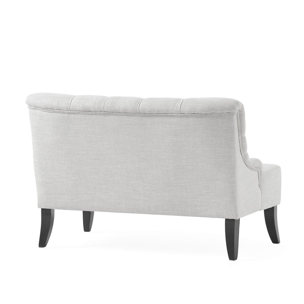 Ohio Loveseat Settee, 44 Inch Button Tufted Gray, Solid Birch Wood -BM326477