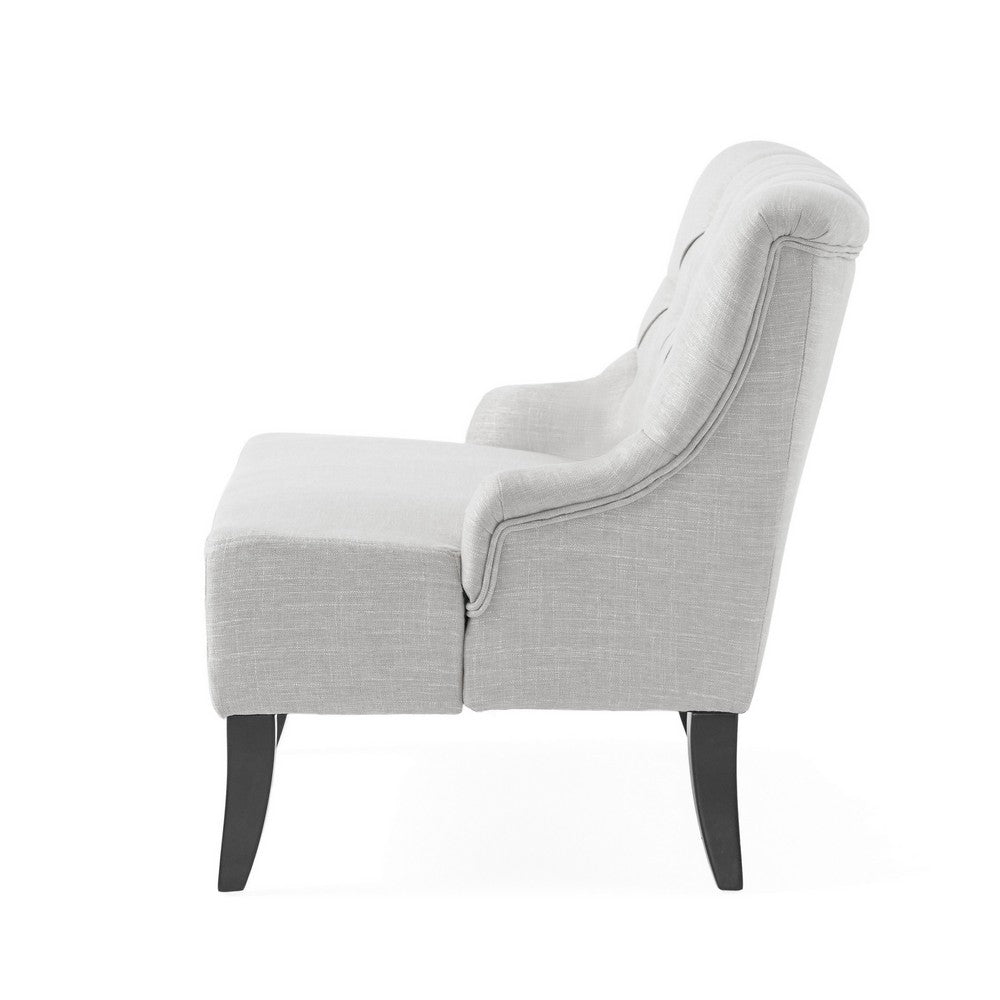 Ohio Loveseat Settee, 44 Inch Button Tufted Gray, Solid Birch Wood -BM326477