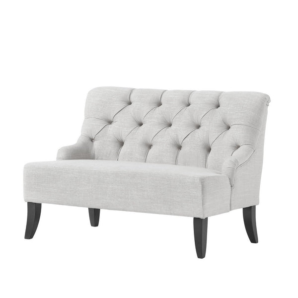 Ohio Loveseat Settee, 44 Inch Button Tufted Gray, Solid Birch Wood -BM326477