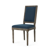 Dining Side Chair Set of 2, Traditional Style, Navy Blue Polyester -BM326481