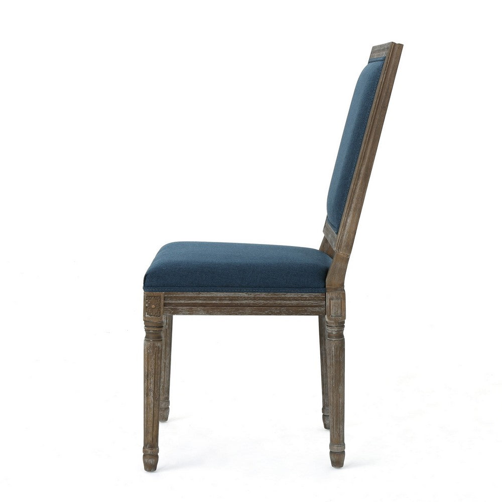 Dining Side Chair Set of 2, Traditional Style, Navy Blue Polyester -BM326481