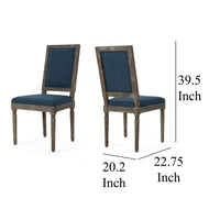 Dining Side Chair Set of 2, Traditional Style, Navy Blue Polyester -BM326481