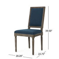 Dining Side Chair Set of 2, Traditional Style, Navy Blue Polyester -BM326481