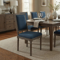 Dining Side Chair Set of 2, Traditional Style, Navy Blue Polyester -BM326481