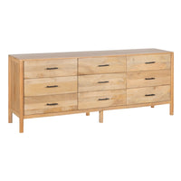 Geti 84 Inch Wide Dresser, 9 Spacious Drawers, Handcrafted Natural Oak White Mango Wood - BM326510