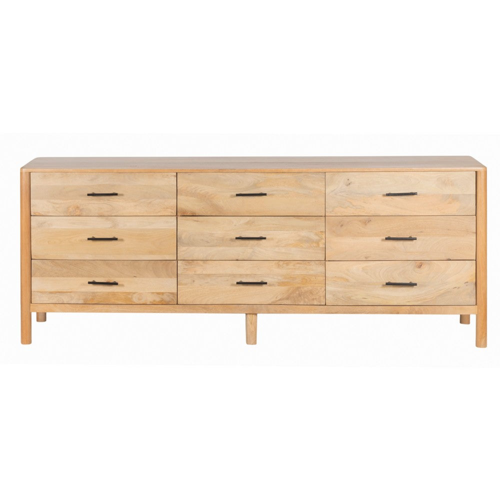 Geti 84 Inch Wide Dresser, 9 Spacious Drawers, Handcrafted Natural Oak White Mango Wood - BM326510