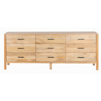 Geti 84 Inch Wide Dresser, 9 Spacious Drawers, Handcrafted Natural Oak White Mango Wood - BM326510