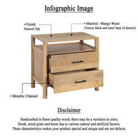 Geti 29 Inch Bedside Nightstand Table, 2 Drawer, Open Shelf, Handcrafted Natural Oak White Mango Wood - BM326512