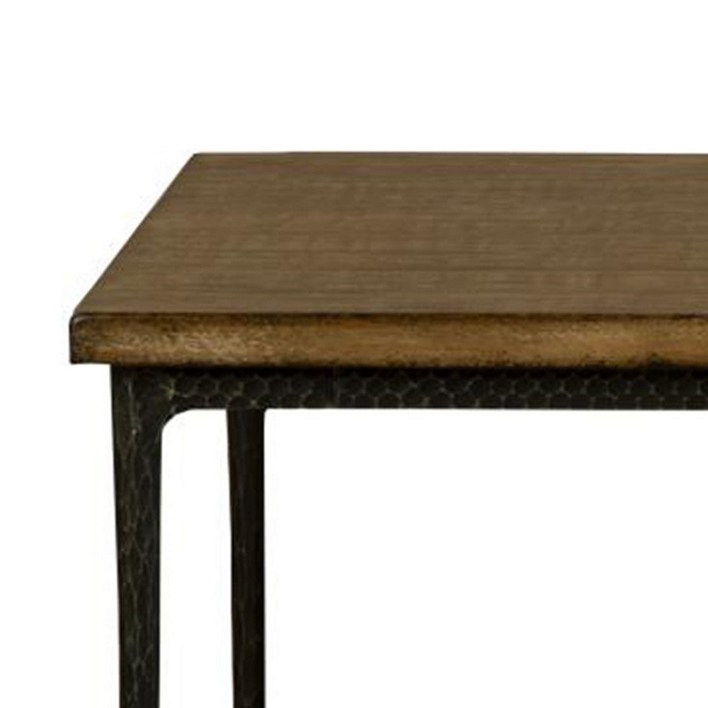 Lemy Coffee Table, 48 Inch Rectangular Brown Top, Black Metal Frame -BM326525