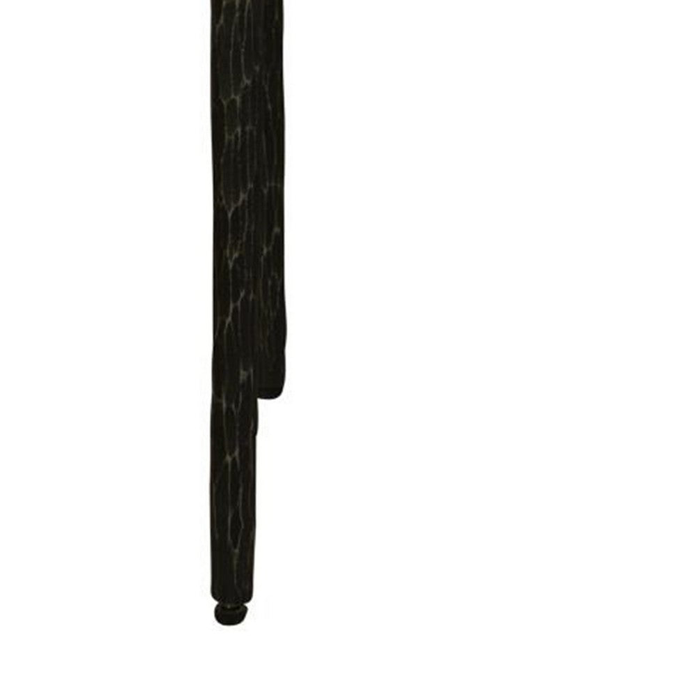 Lemy Side End Table, 22 Inch Rustic Round Brown Top, Black Metal Legs -BM326527