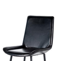 Isha Counter Stool Chair Set of 2, Gray Goat Leather, Black Iron -BM326529