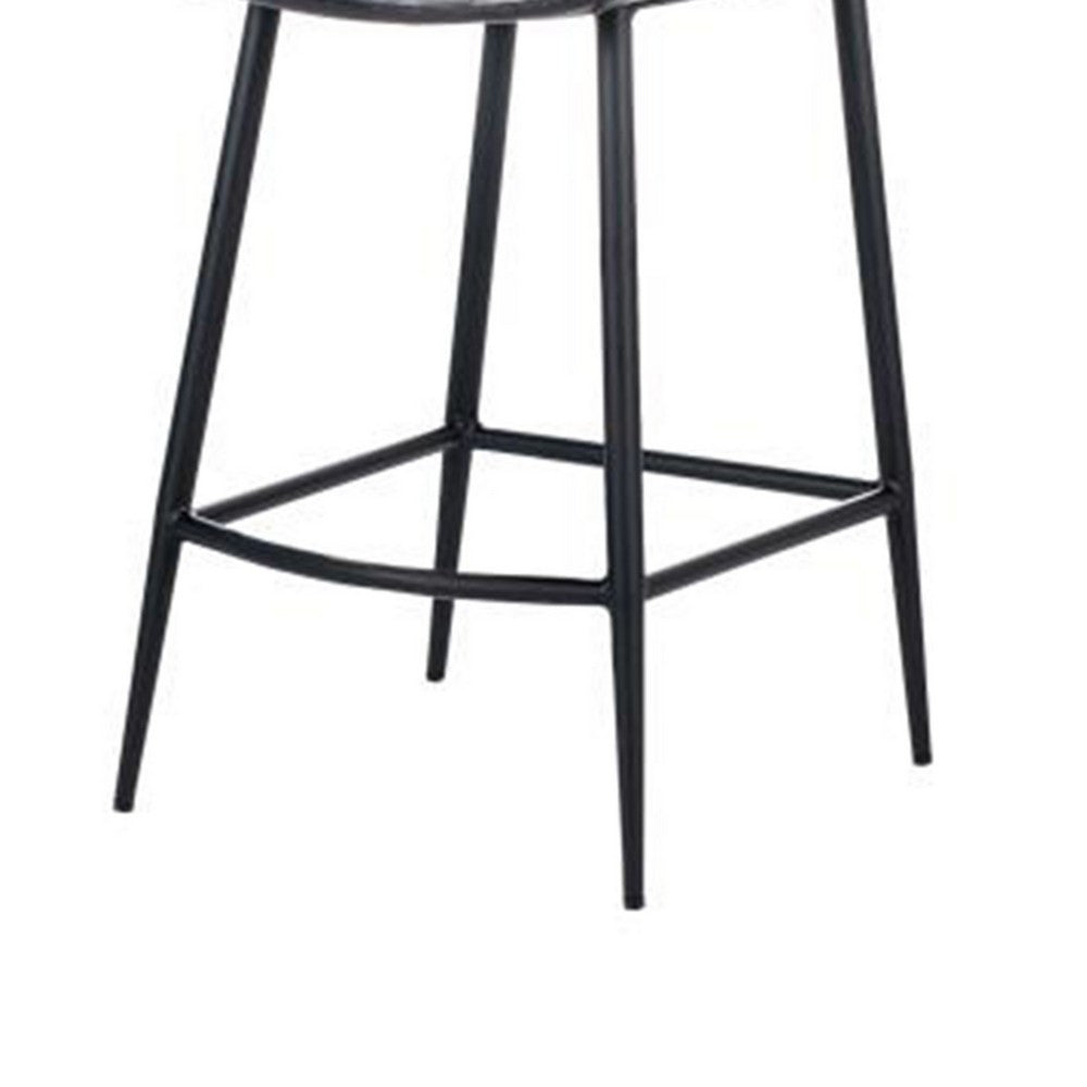 Isha Counter Stool Chair Set of 2, Gray Goat Leather, Black Iron -BM326529