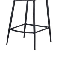 Isha Counter Stool Chair Set of 2, Gray Goat Leather, Black Iron -BM326529