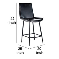 Isha Counter Stool Chair Set of 2, Gray Goat Leather, Black Iron -BM326529