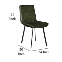 Isha Dining Chair Set of 2 with Rich Green Goat Leather, Black Iron -BM326530