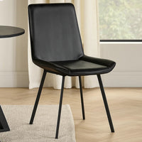 Isha Dining Chair Set of 2 with Dark Gray Goat Leather, Black Iron -BM326531