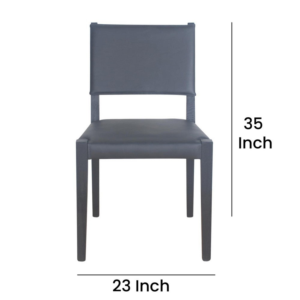 Dining Chair Set of 2, Black Fabric, Open Back, Matte Black Ash Wood -BM326532