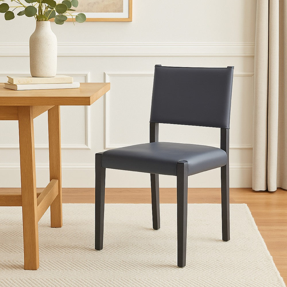 Benzara Dining Chair Set of 2, Black Fabric, Open Back, Matte