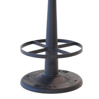 Counter Stool, Brown Goat Leather, Round Footrest, Black Iron Pedestal -BM326535