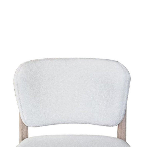 Dining Side Chair Set of 2, Plush White, Open Back, Natural Gray Wood -BM326541
