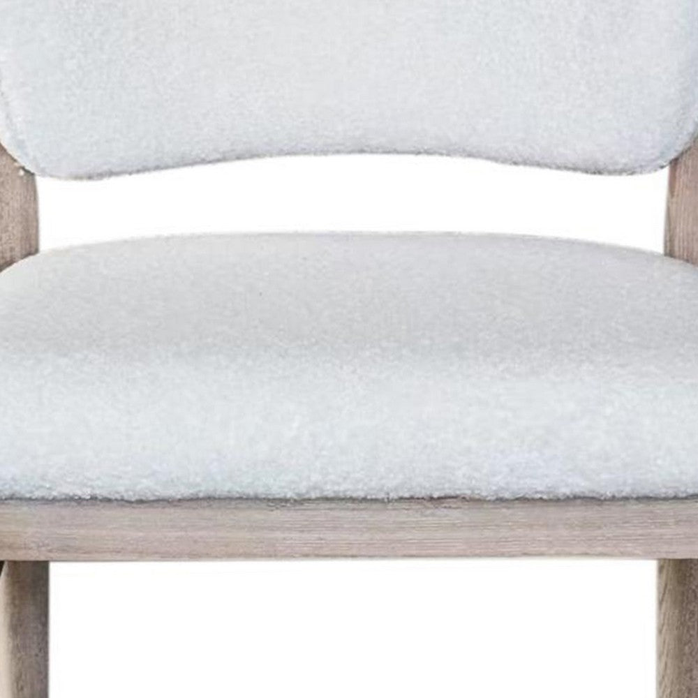 Dining Side Chair Set of 2, Plush White, Open Back, Natural Gray Wood -BM326541