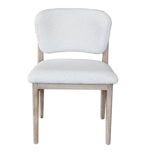 Dining Side Chair Set of 2, Plush White, Open Back, Natural Gray Wood -BM326541